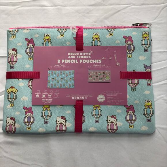 NWT Hello Kitty and friends Sanrio 2 pencil pouches pink blue cute cats rainbow - Picture 2 of 6